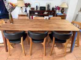 Table à manger en bois massif noyer 200 × 90 cm