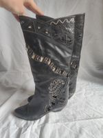 Ausgefallene Echtleder Stiefel Gr. 35.5
