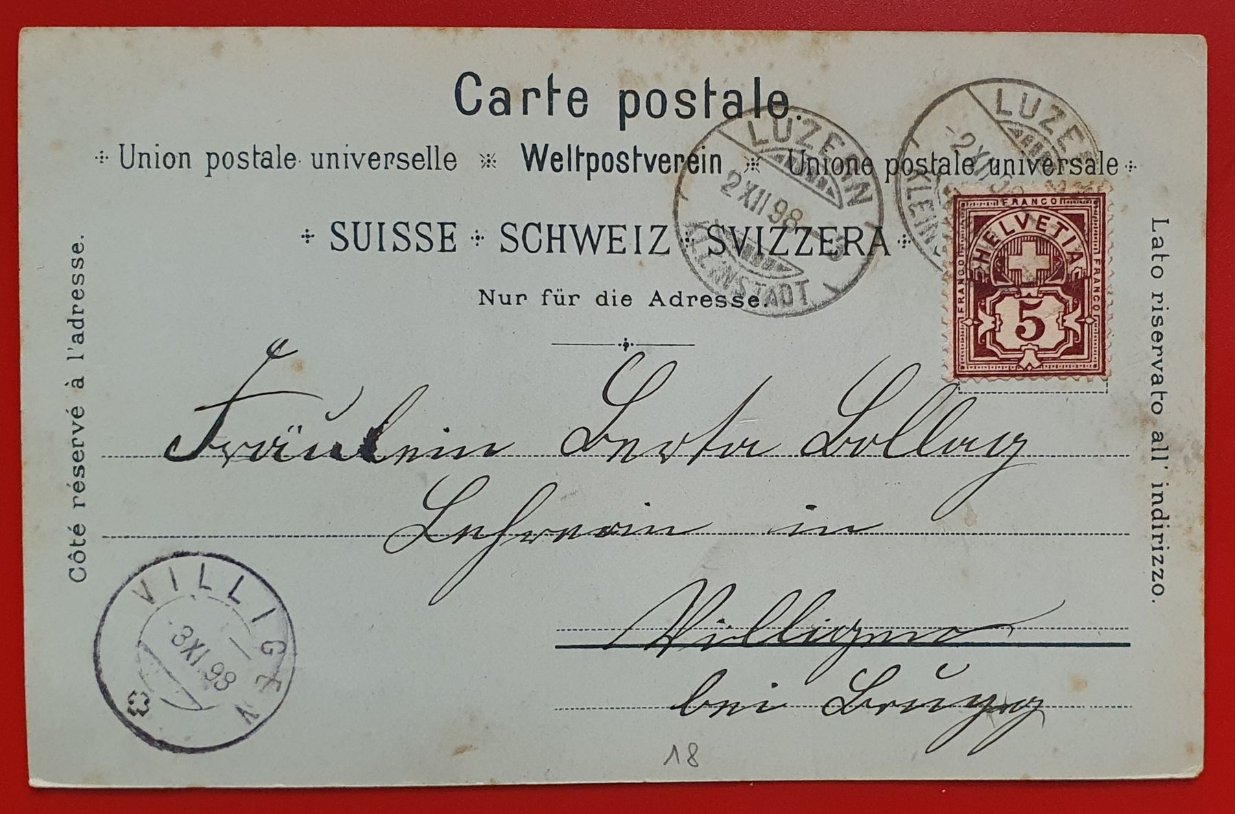 Cartoline postali: Gruss aus Luzern 1898 – Usato da Kreuzlingen venduto da Rschweiz1 1