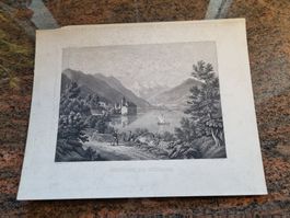Seltene alte Grafik Château de CHILLON Winterlin Top!