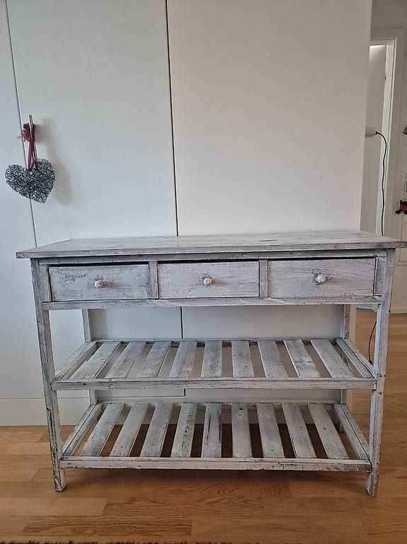 Cassettiere: Shabby-Chic Möbel mit 3 Schubladen & Ablageflächen, Grau – Usato da Kriens venduto da Moana89 1