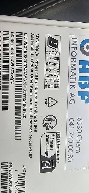 Telefoni cellulari / Smartphones: Appel Iphone 16Pro Neu  – Nuovo e nell'imballaggio originale da Hünenberg See venduto da huwpi 1