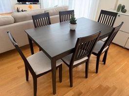 IKEA NÄSINGE Tisch mit 6 passenden Stühlen