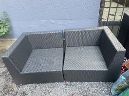 Gartenlounge Rattan grau