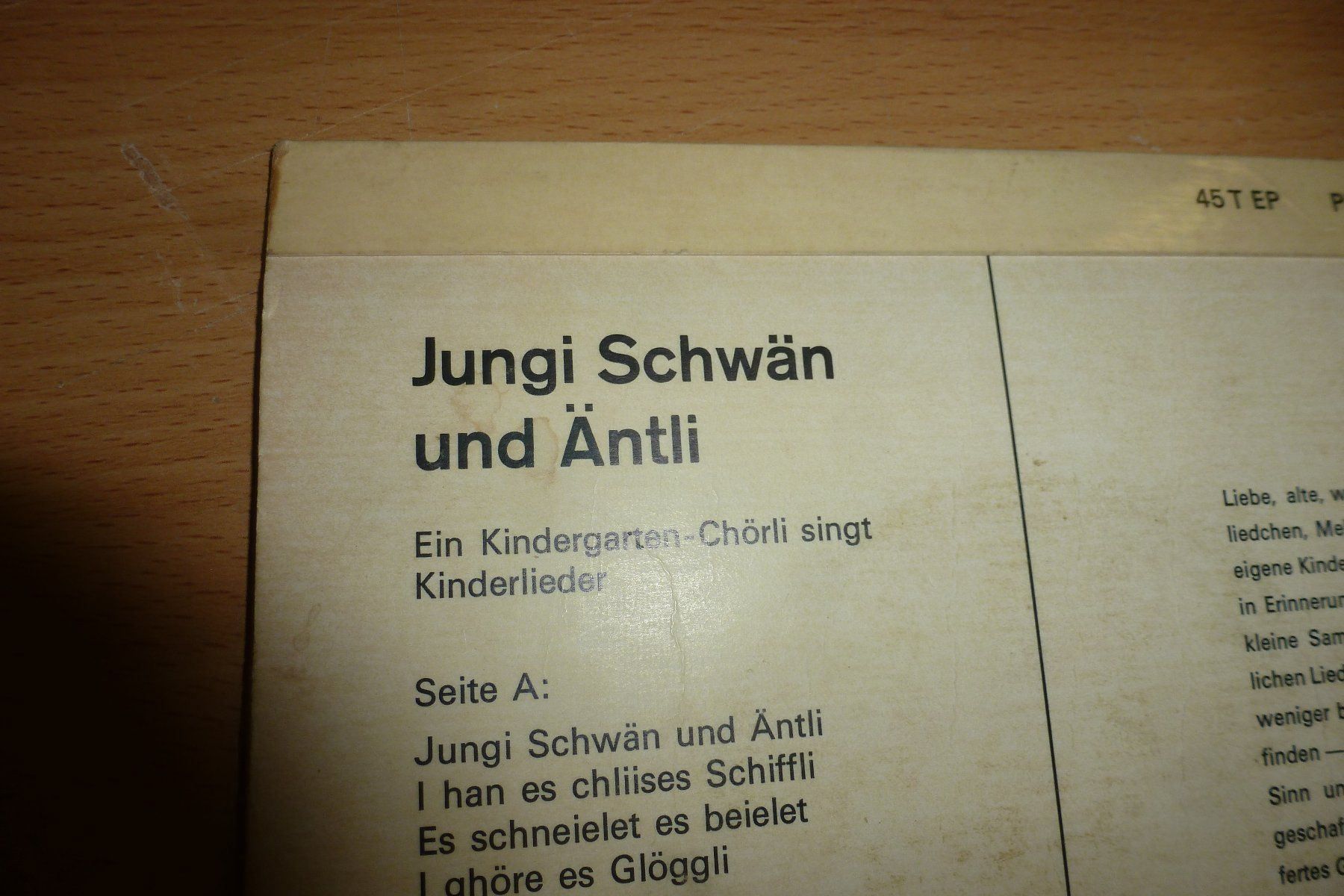 Dischi in vinile: Jungi Schwän und Äntli LP – Usato da Emmen venduto da newdeal1970 4