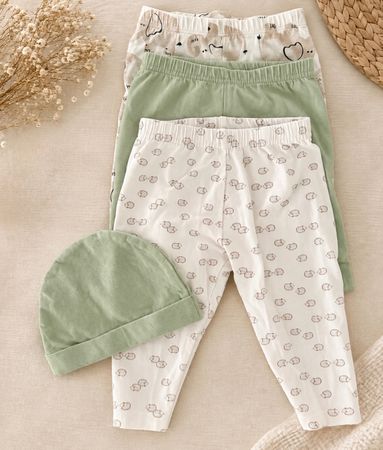 BIO 3x Babyhosen + Mütze Baby 62/68 cm