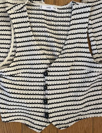 MANGO Knit Set cream & blue stripes, size S/M, 82% cotton