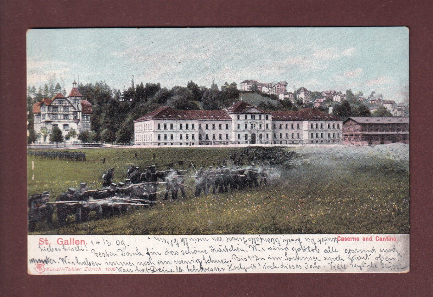 Cartoline postali: ST. GALLEN - Caserne und Cantine - 1909 – Usato da Pully venduto da nicecards