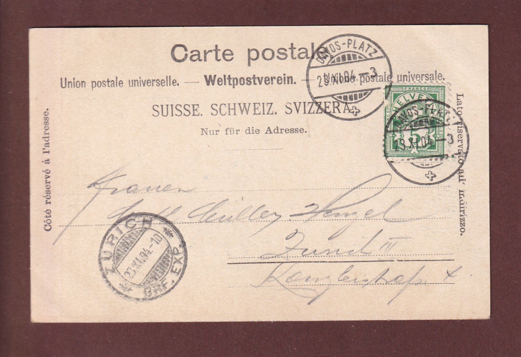 Ansichtskarten: DAVOS - Davosersee - 1904 – Gebraucht aus Pully von nicecards 1