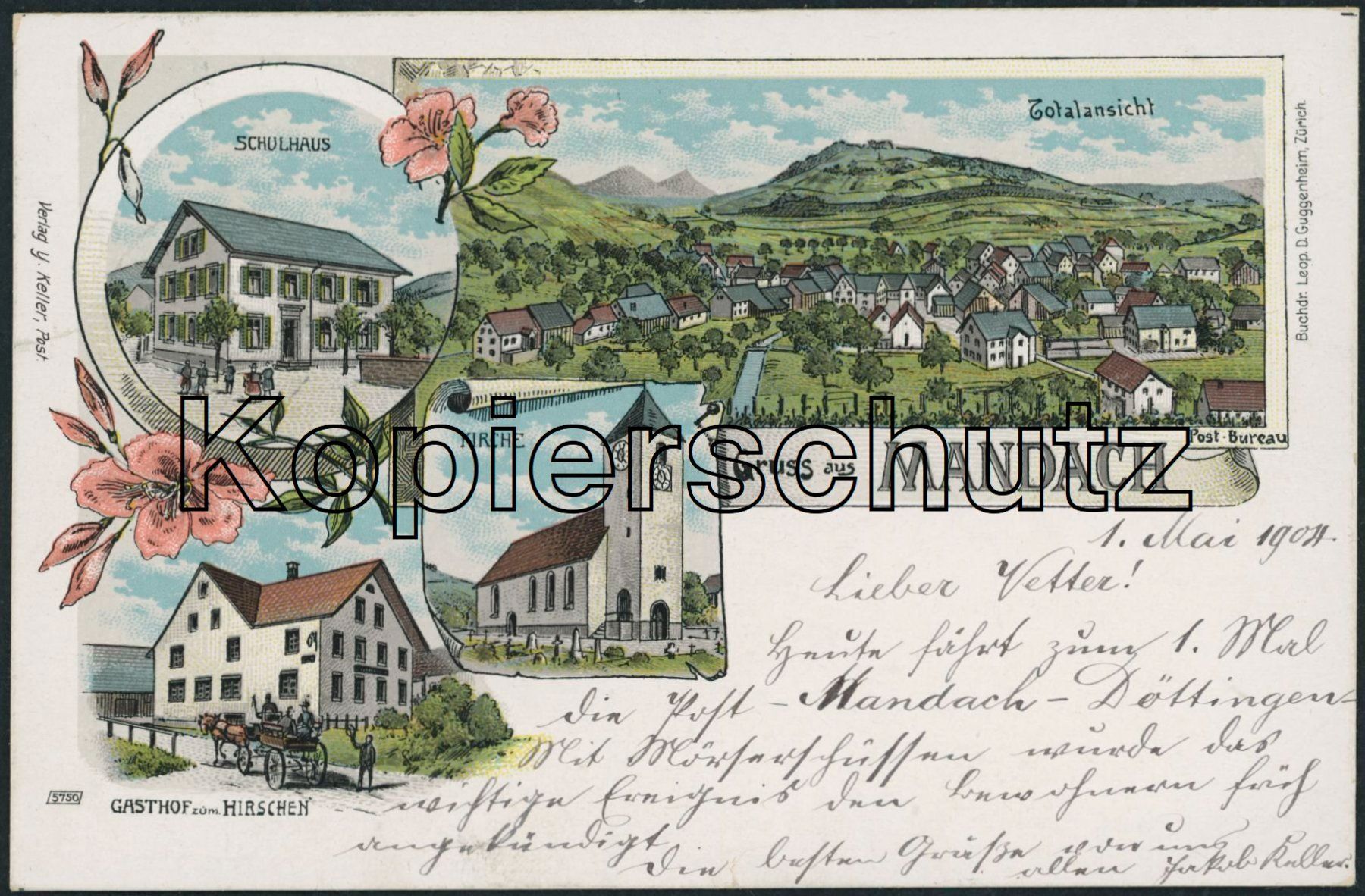Cartoline postali: AG Mandach - Litho – Usato da Schindellegi venduto da stationary