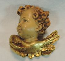 Putte Wandrelief, handgeschnitzt, vergoldet
