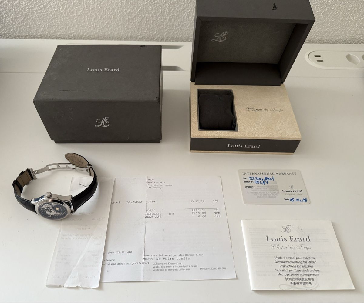 Louis Erard Orologi: Louis Erard Full Calendar Moonphase Automatic Skeleton – Usato da Uster venduto da AlabasterOne 7