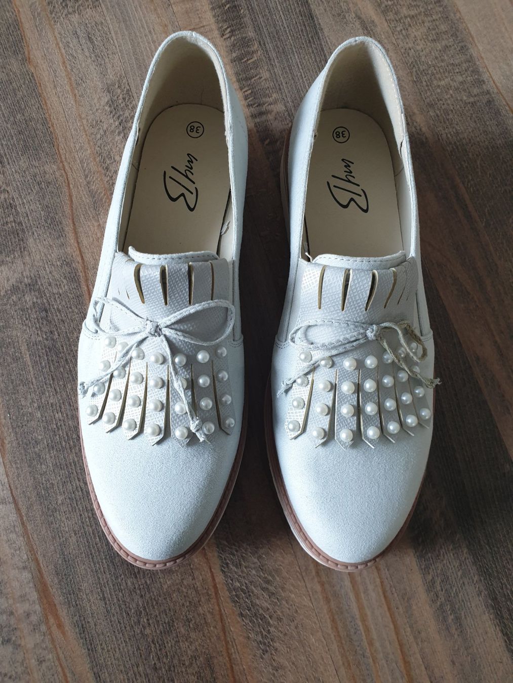 Scarpe da donna: Halbschuh MyB, Gr. 8, hellgrau/hellblau, mit Perlen – Usato da Trimbach venduto da gregula