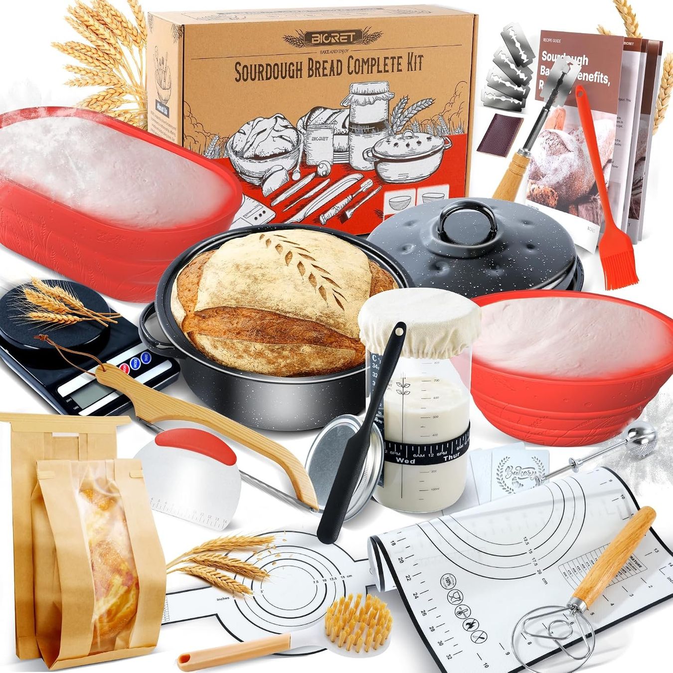 Elettrodomestici da cucina: Sauerteig Brotbackset Emailletopf Gärkorb Rund Rot – Nuovo e nell'imballaggio originale da Schaffhausen venduto da che_p9xl