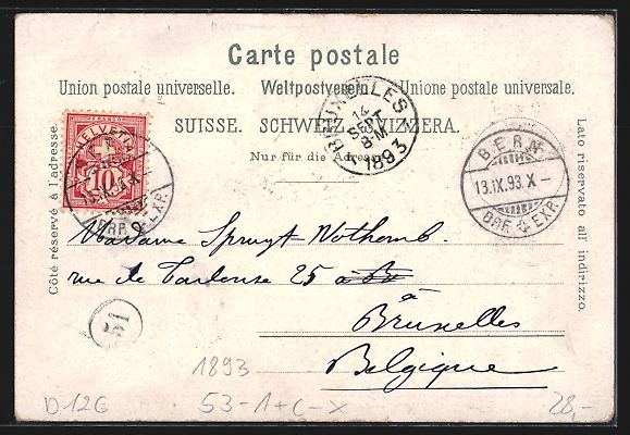 Cartoline postali: Vorläufer-Lithographie Berne, 1893, M – Usato da Berlin venduto da bartko-reher 1