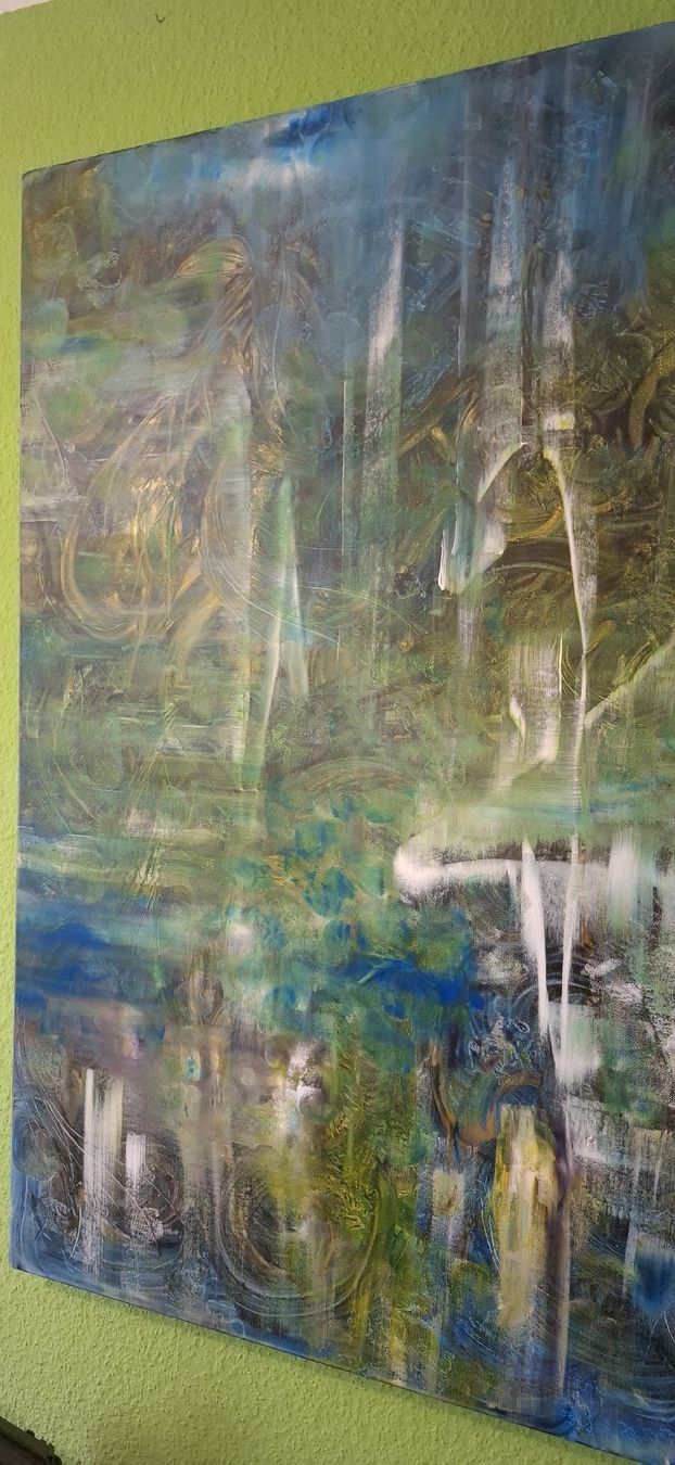 Tableaux: Gemälde "Schwanenlicht" handmade 80×100 – Neuf (Voir description) à Riehen par Steinbock1970 4
