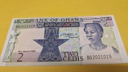 Ghana Zwei Cedis Banknote von 1982 - Seltenes Sammlerstueck