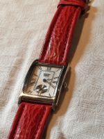 Davis Retro Damenuhr, rotes Lederarmband - Top Zustand!