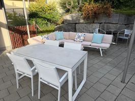 Komplettes Gartenmöbel-Set mit Lounge,Keramiktisch+4 Stühlen