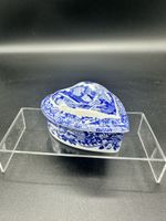 Vintage Spode Italian Heart Trinket Box Blue White 51