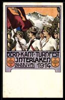 AK Interlaken, Bern. Kant. Turnfest 1914, Turner mit Flagge