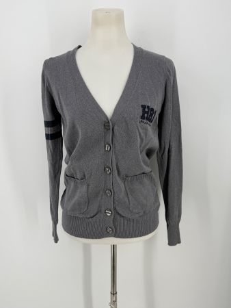 Graue Strickjacke im College-Stil, Gr. M von H81