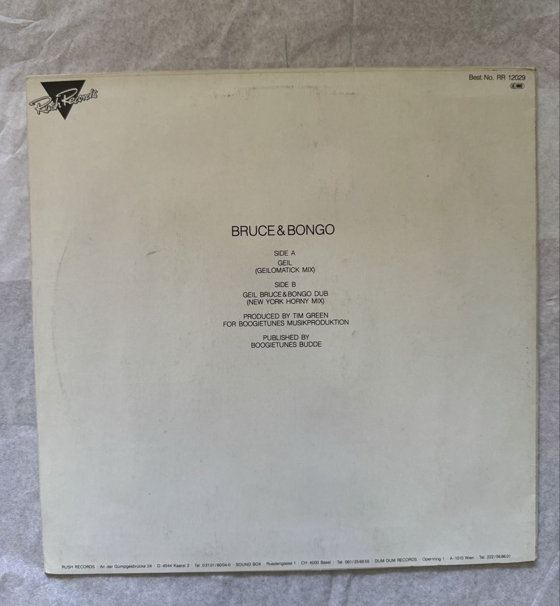 Schallplatten: Bruce & Bongo - Geil - 12" Maxi - 80s – Gebraucht aus Rorbas von BlackstarRecords 1