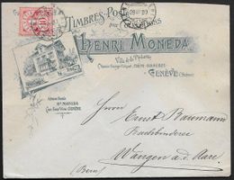 1900 Brief Litho illust. Timbres Post Chéne-Bougeries ab 1.-