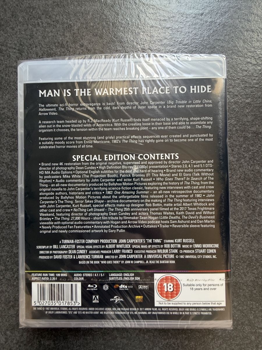 Tutti i DVDs: The Thing Blu-ray Arrow Video – Nuovo (secondo la descrizione) da Zürich venduto da cENS0R 3