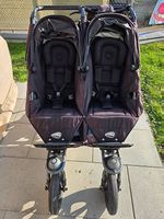 TFK Duo Kombi Kinderwagen schwarz Zwillingswagen mit Luftrad