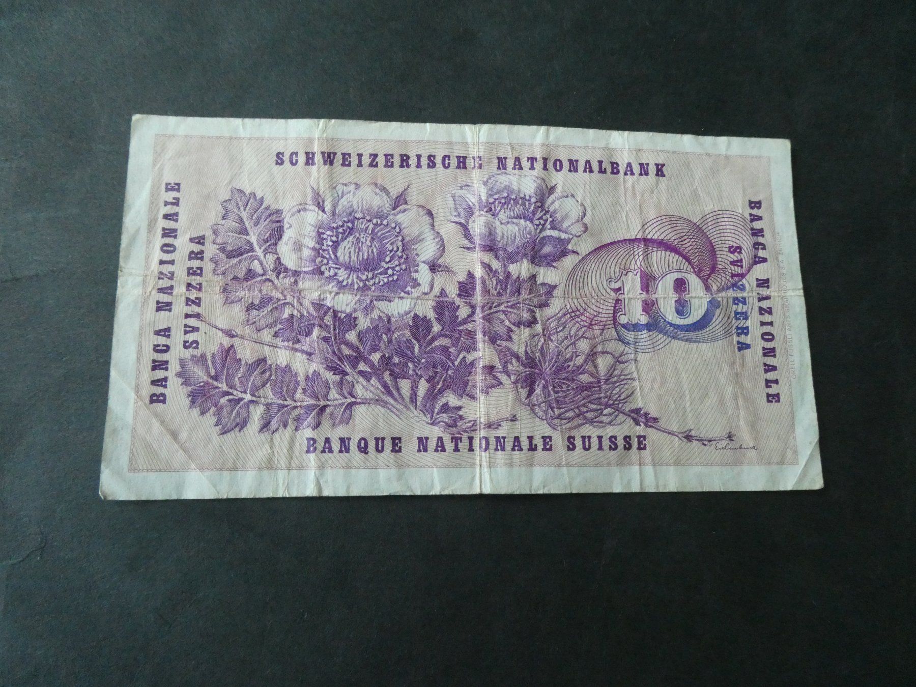 Banknoten: Schweiz 1971, 10 Franken – Gebraucht aus Hinterforst von Rohusri 1