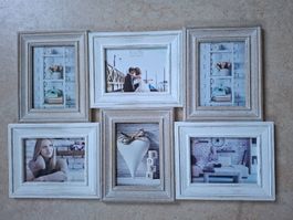 Bilderrahmen Set 6 Stck aneinander. Holz mit Shabby Shic Opt