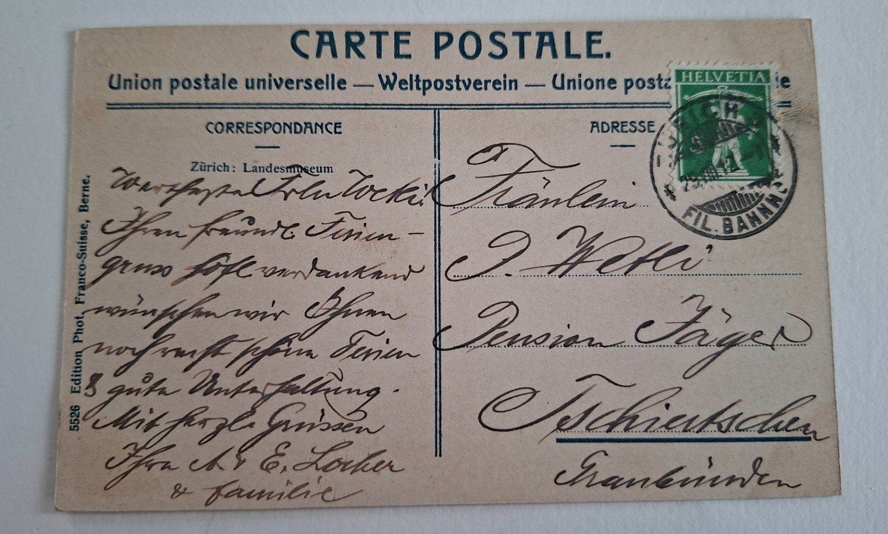 Cartoline postali: Antike Ansichtskarte Zürich Landesmuseum. – Usato da Opfikon venduto da Diversamente 1