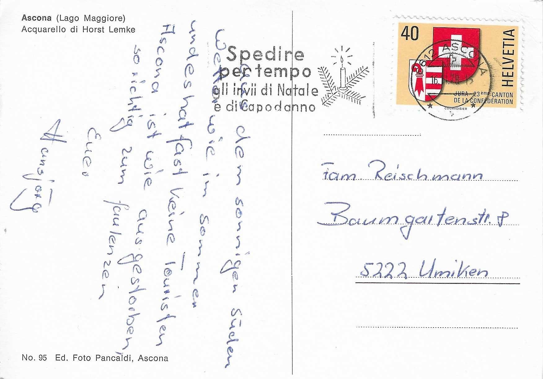 Cartoline postali: Ascona Lago Maggiore TI – Usato da Rothrist venduto da Stranglehold 1