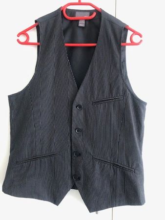Gilet, schwarz mit Nadelstreifen, H&M, 48