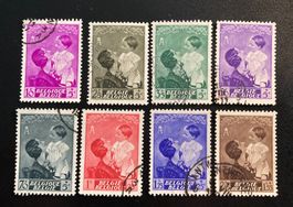 Belgien, In Erinnerung an Königin Astrid (1937), 8 Werte #