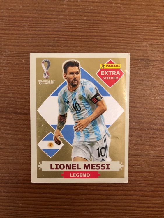 Lionel Messi Extra sticker Gold Panini WM22 (Neu (gemäss Beschreibung ...
