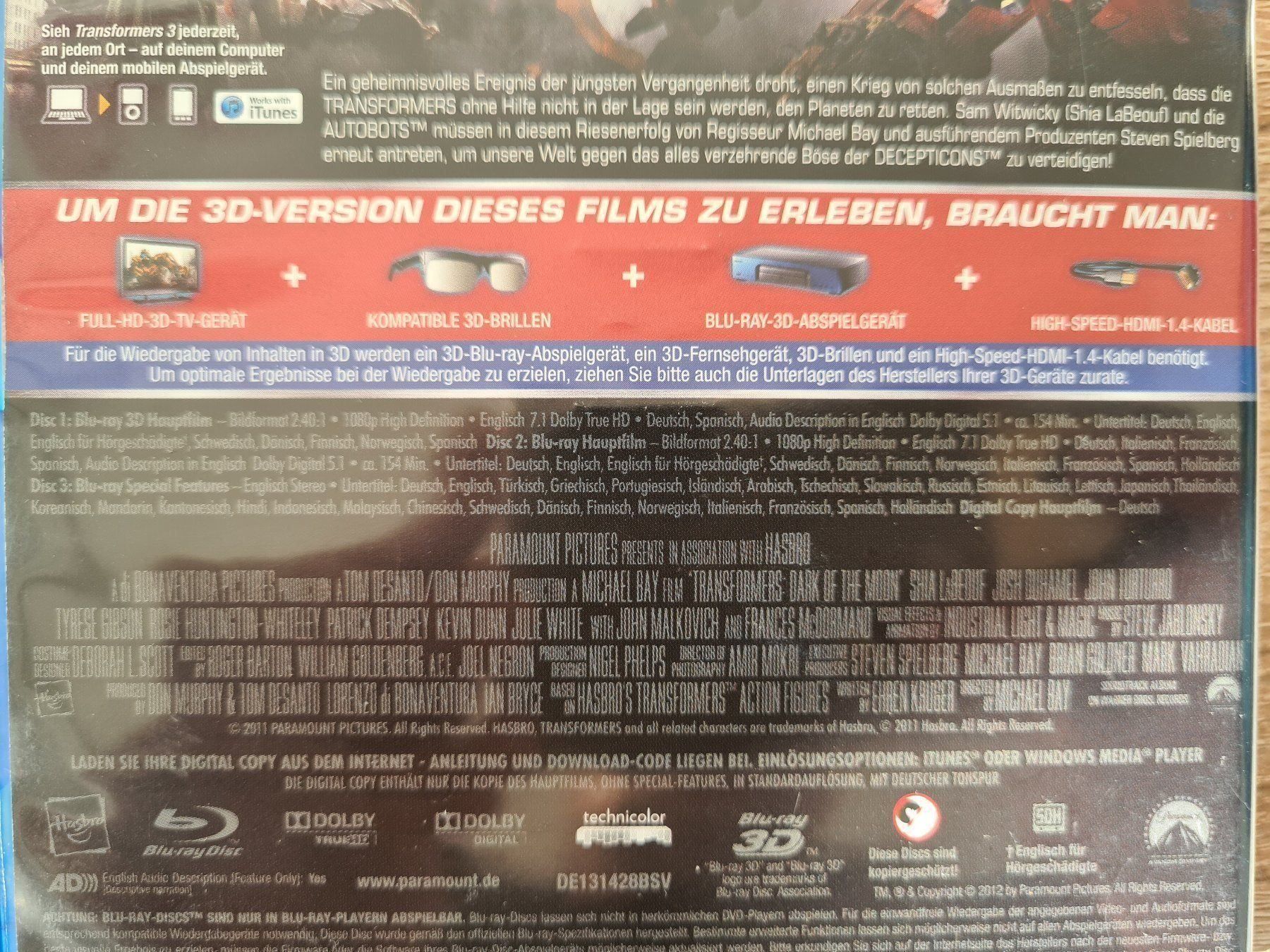 Tutti i DVDs: Transformers 3 3D (3 Disks) - Blu-ray – Usato da Carouge GE venduto da Franllo 2
