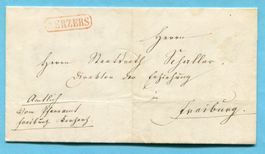 Faltbrief von Kerzers nach Freiburg 1851
