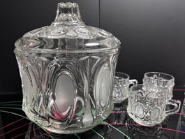 Glas Bowle Set - Vintage 70er Jahre - Kristallglas