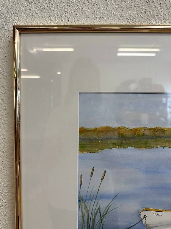Poster & Bilder: Vintage Aquarell See-Landschaft mit Ruderboot – Gebraucht aus Obernau von Arche_Noah_Brocki 5