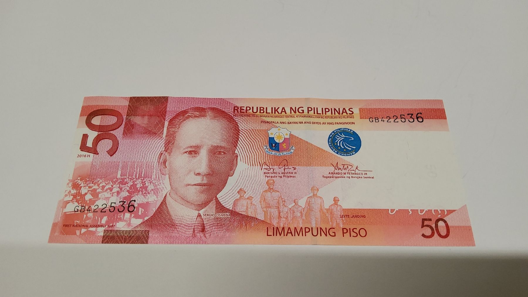 Banconote: Philippinen 50 Piso Banknote 2016 Serie selten – Nuovo e nell'imballaggio originale da Herisau venduto da Nluanalucas