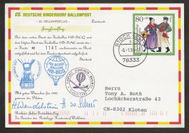 Ballon 1995 Deutschland Steisslingen Winterspüren Luftpost