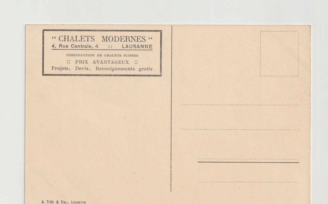 Cartoline postali: "Chalets Modernes" Construction de chalets – Usato da Lausanne venduto da PL22neufx 1