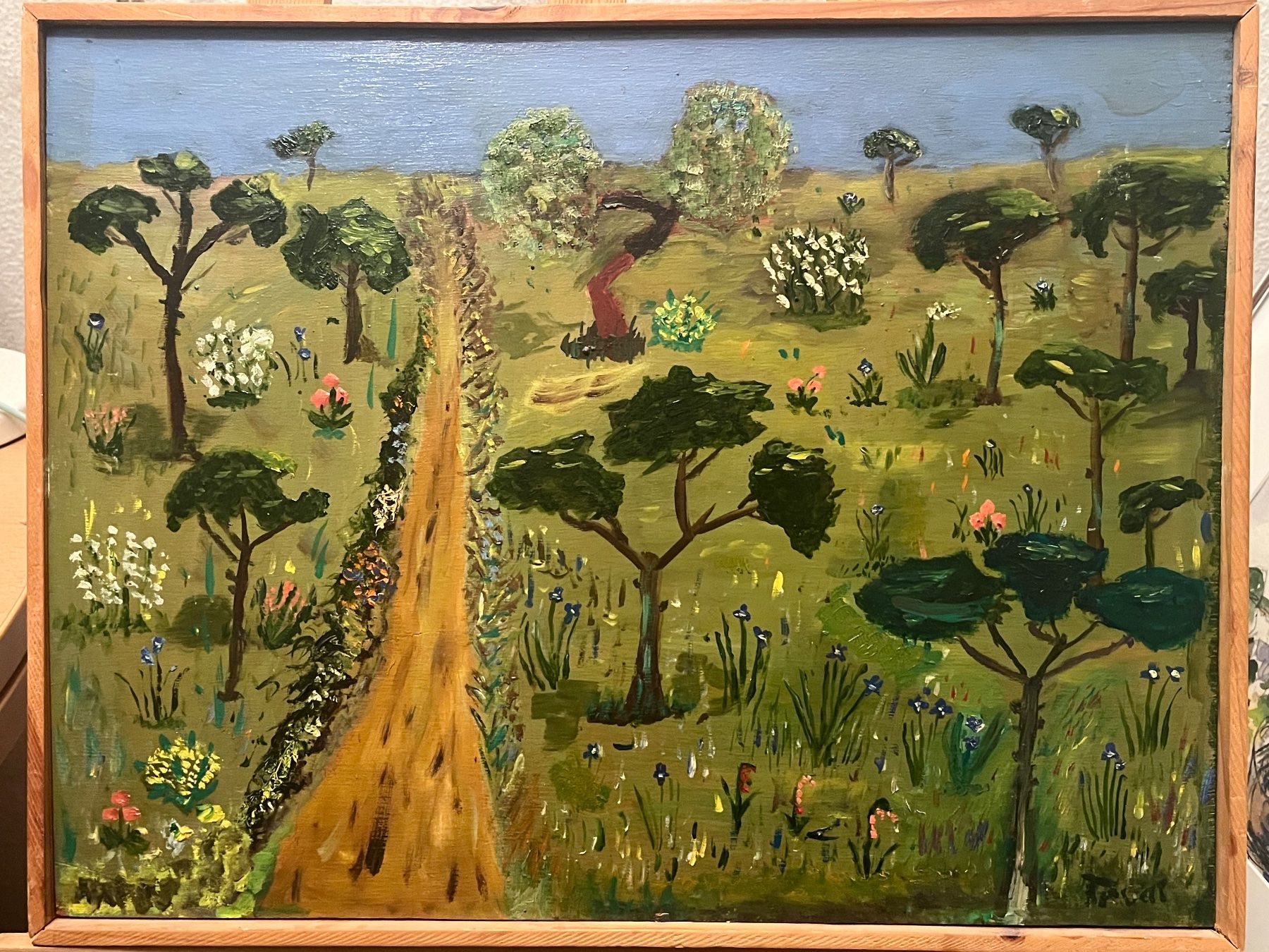 Gemälde: Originalgemälde: Sommerlandschaft, toller Zustand! – Gebraucht aus Basel von Kaffee_und_Kunst
