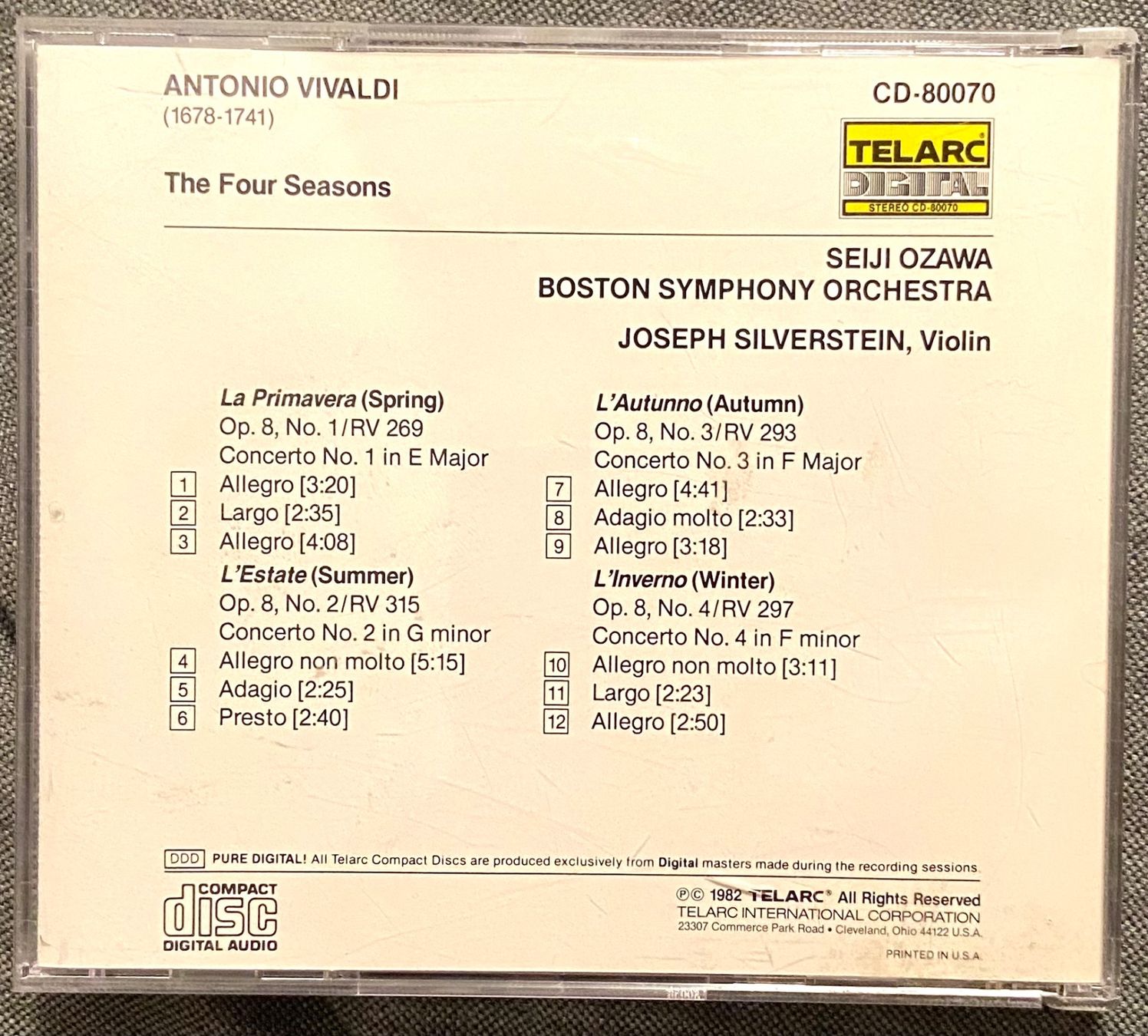 CD: Vivaldi CD Die Vier Jahreszeiten • Ozawa • Silverstein – Usato da Luzern venduto da Lycka 1