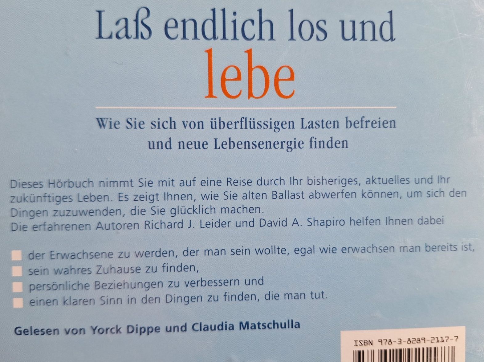 Audiolibri: HÖRBUCH: LASS ENDLICH LOS UND LEBE – Usato da Huttwil venduto da Kunterbuntli 1