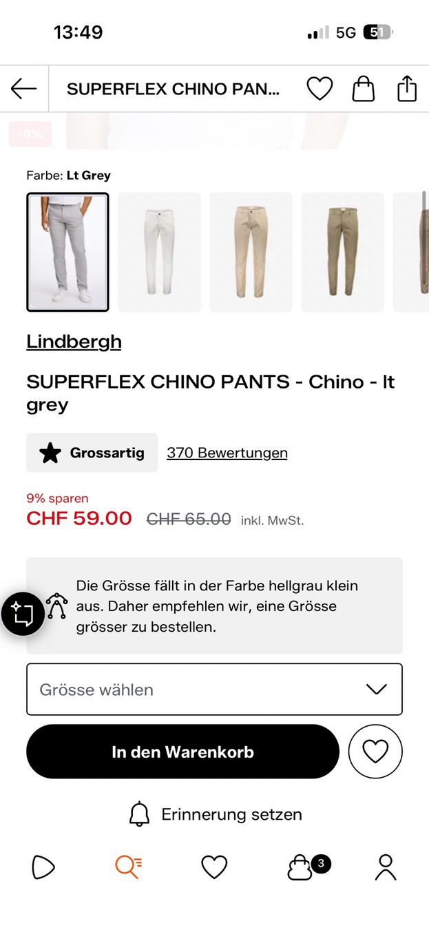 Pantaloni: Lindbergh Chinos Grau 34/34 – Usato da St. Gallen venduto da iva_yxh2 3