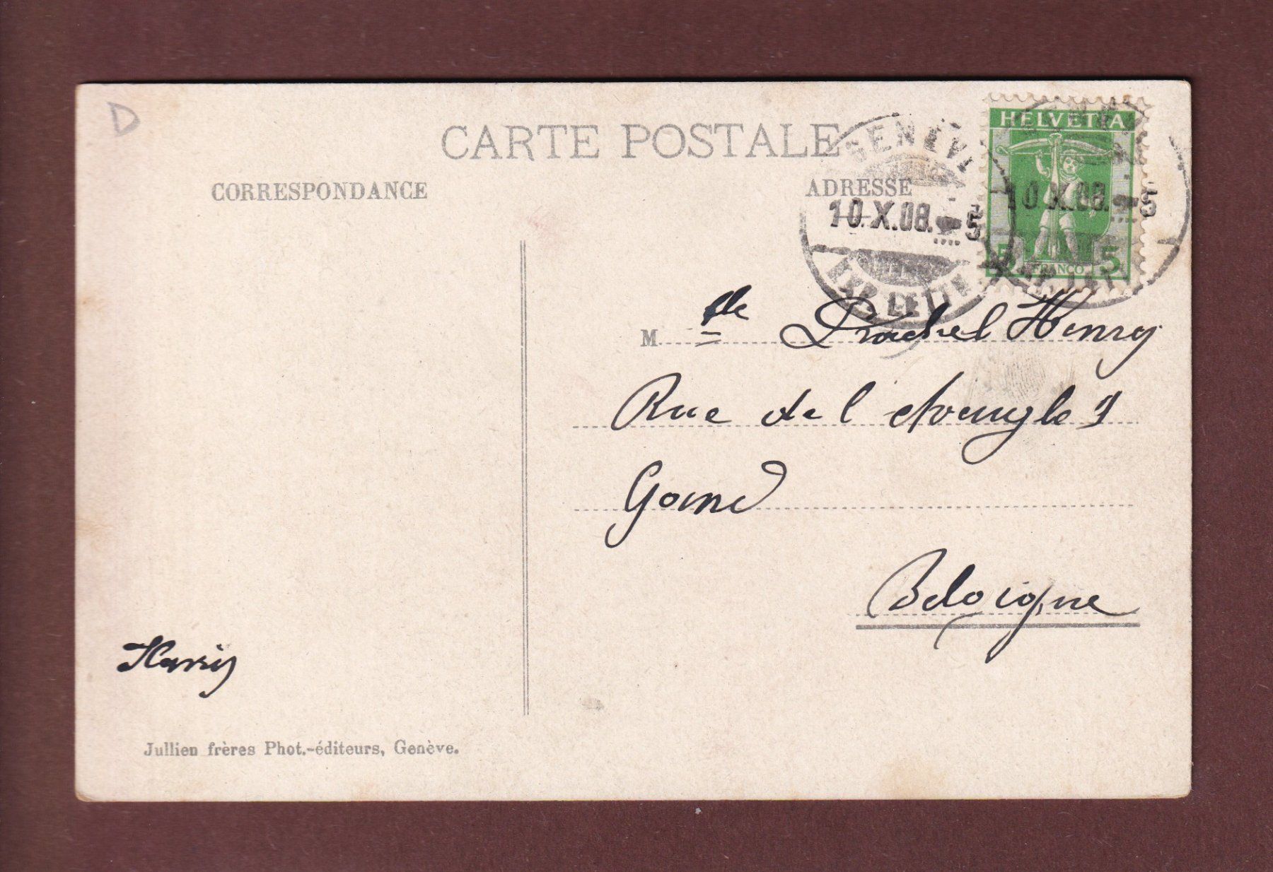 Cartoline postali: Bénédiction de la MONTAGNE - 1908 – Usato da Pully venduto da nicecards-shop 1