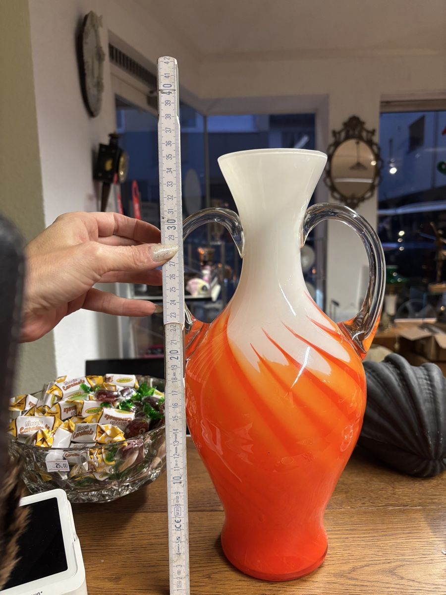 Murano Vasi & Recipienti: Große Murano Glasvase – Opalin Orange – Usato da Andermatt venduto da Diadiusdiana 1